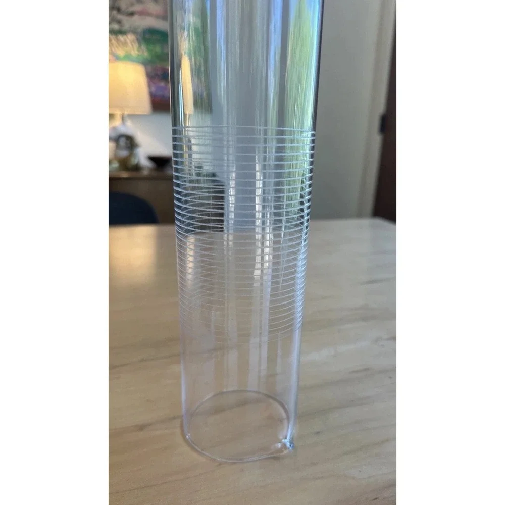 Vintage 70's MCM‎ Delicate Striped Clear Glass Cocktail Decanter Striped Pitcher